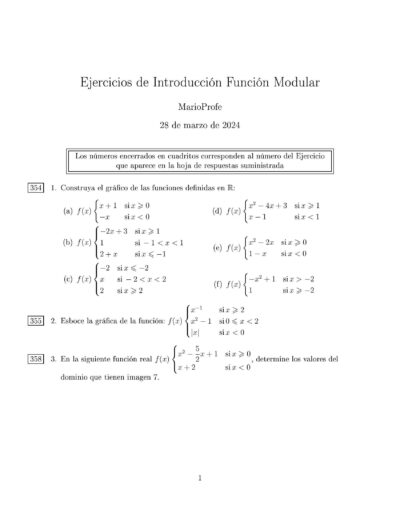 Ejercicios Resueltos de Introducción de la Función Modular MarioProfe