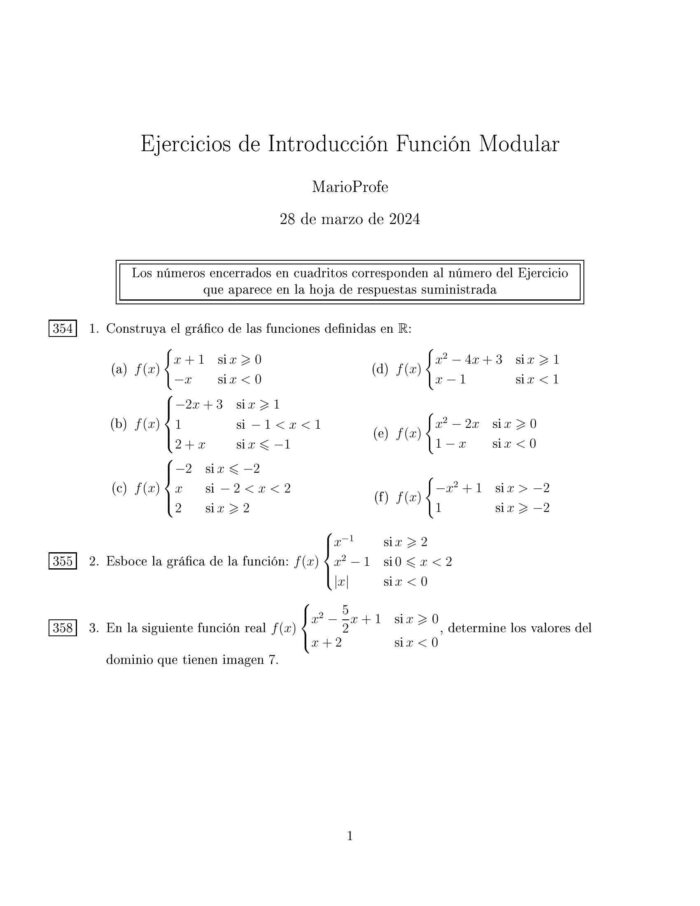 Ejercicios Resueltos de Introducción de la Función Modular MarioProfe