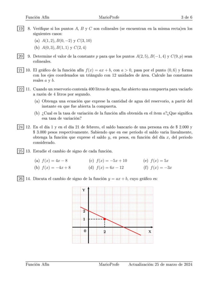 Ejercicios Resueltos de Función Lineal Función Afín: Guía 3 MarioProfe