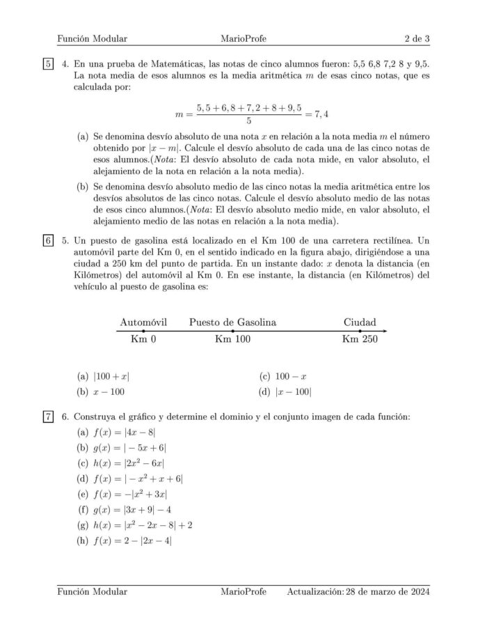 Ejercicios Resueltos de Función Modular: Guía 2 MarioProfe