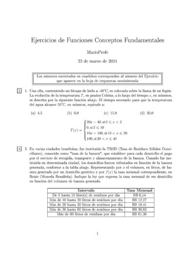 Ejercicios Resueltos de Conceptos Fundamentales de Funciones: Guía 1 MarioProfe