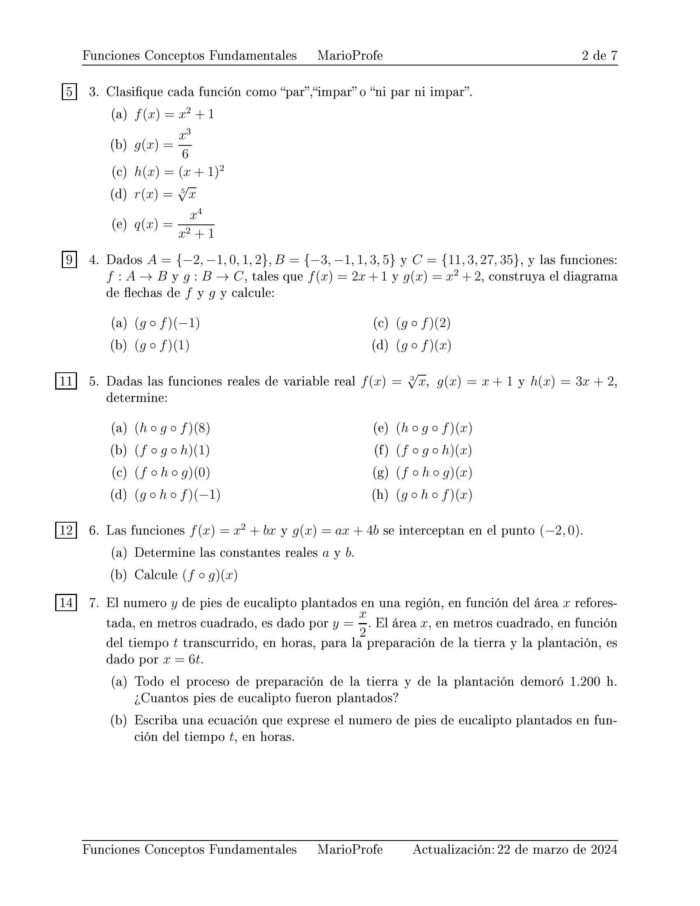 Ejercicios Resueltos de Conceptos Fundamentales de Funciones: Guía 2 MarioProfe