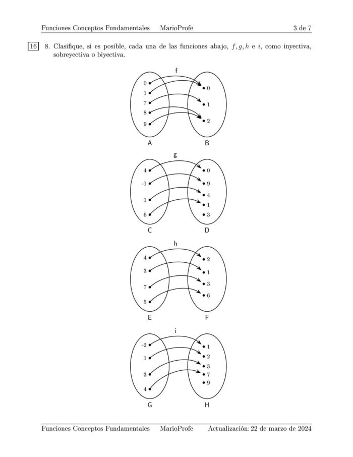 Ejercicios Resueltos de Conceptos Fundamentales de Funciones: Guía 3 MarioProfe