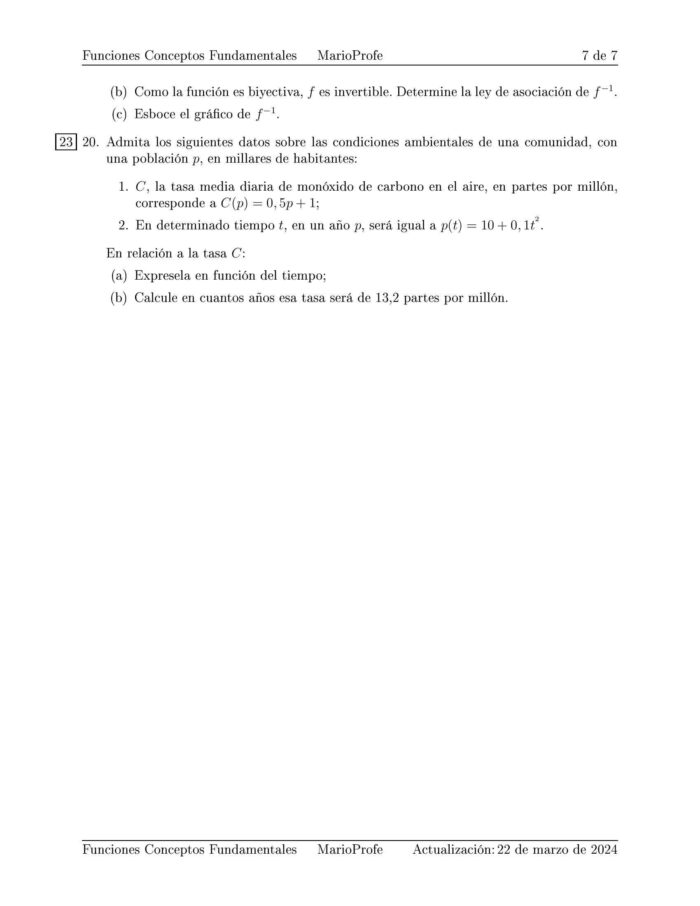 Ejercicios Resueltos de Conceptos Fundamentales de Funciones: Guía 7 MarioProfe