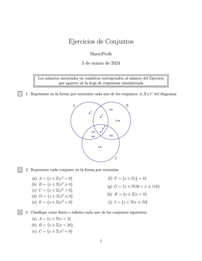 Ejercicios Resueltos de Conjuntos: Guía A MarioProfe