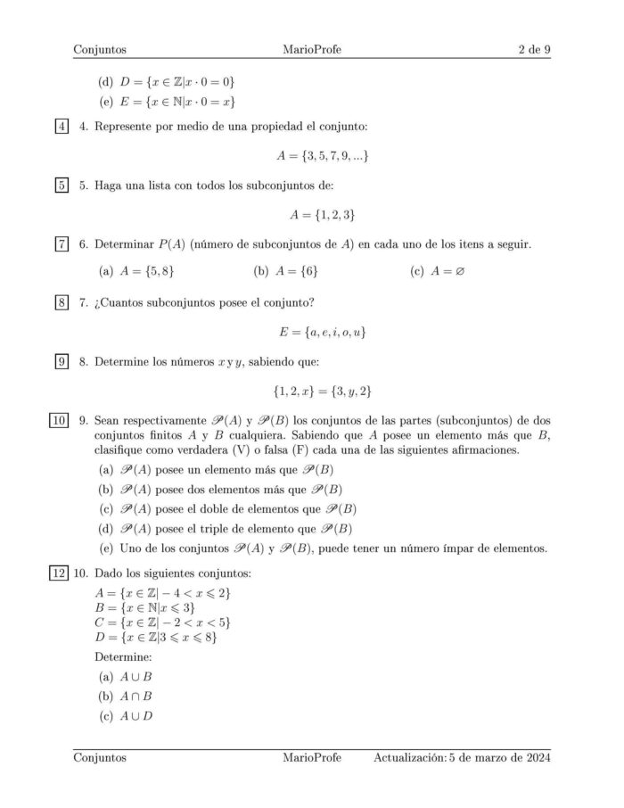 Ejercicios Resueltos de Conjuntos: Guía B MarioProfe