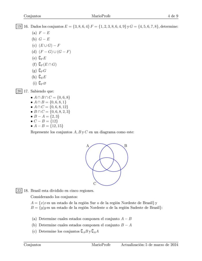 Ejercicios Resueltos de Conjuntos: Guía D MarioProfe