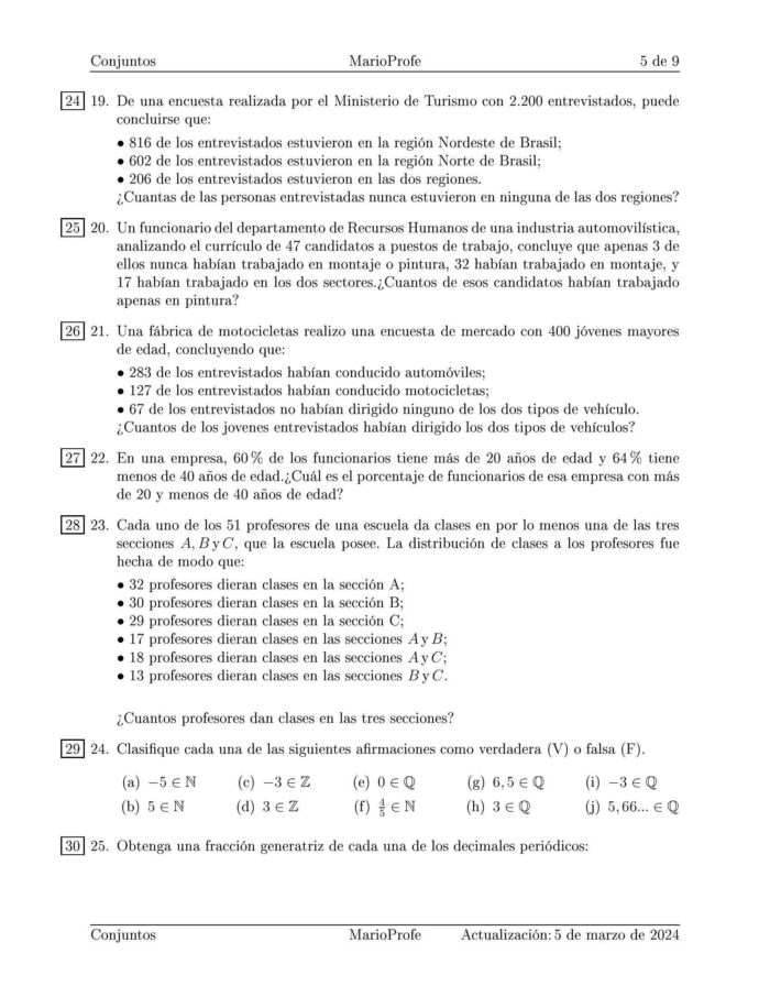 Ejercicios Resueltos de Conjuntos: Guía E MarioProfe