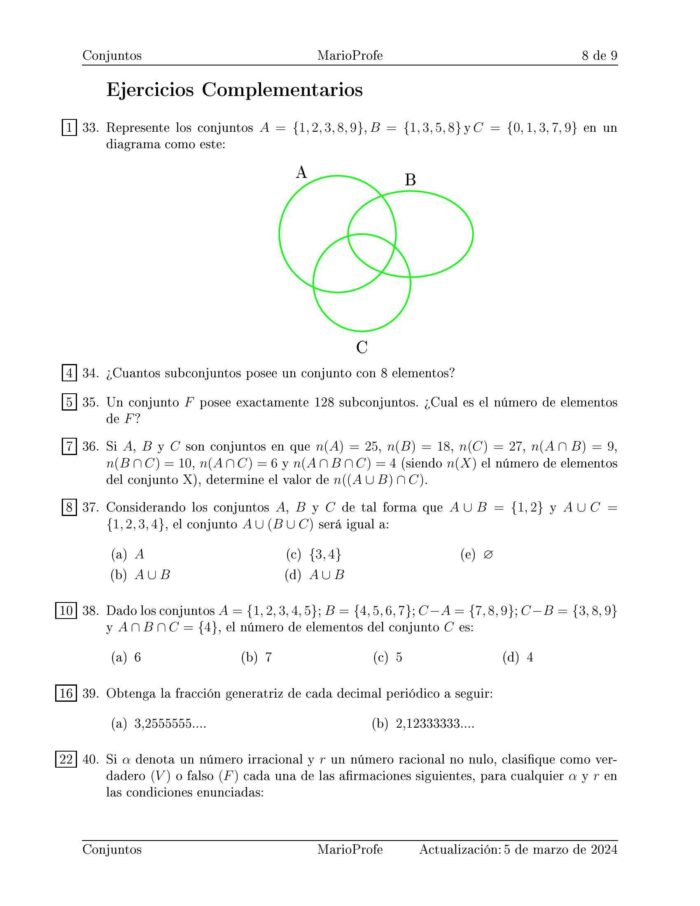 Ejercicios Resueltos de Conjuntos: Guía H MarioProfe