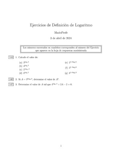 Ejercicios Resueltos de Definición de Logaritmo MarioProfe
