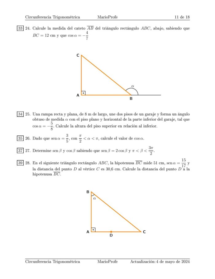 Ejercicios Resueltos de Circunferencia Trigonométrica: Guía 11 MarioProfe