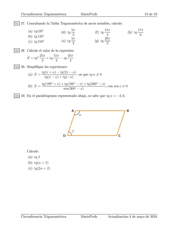 Ejercicios Resueltos de Circunferencia Trigonométrica: Guía 13 MarioProfe