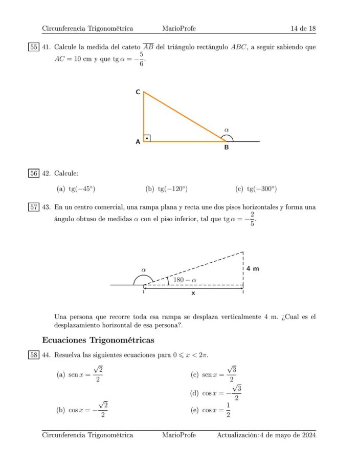 Ejercicios Resueltos de Circunferencia Trigonométrica: Guía 14 MarioProfe