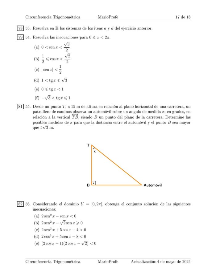 Ejercicios Resueltos de Circunferencia Trigonométrica: Guía 17 MarioProfe