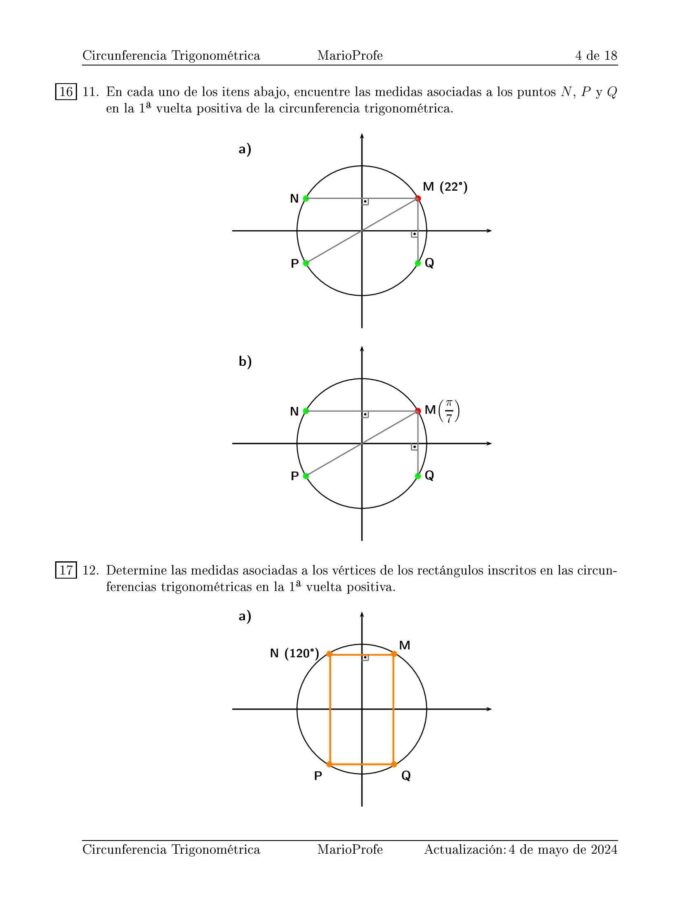 Ejercicios Resueltos de Circunferencia Trigonométrica: Guía 4 MarioProfe