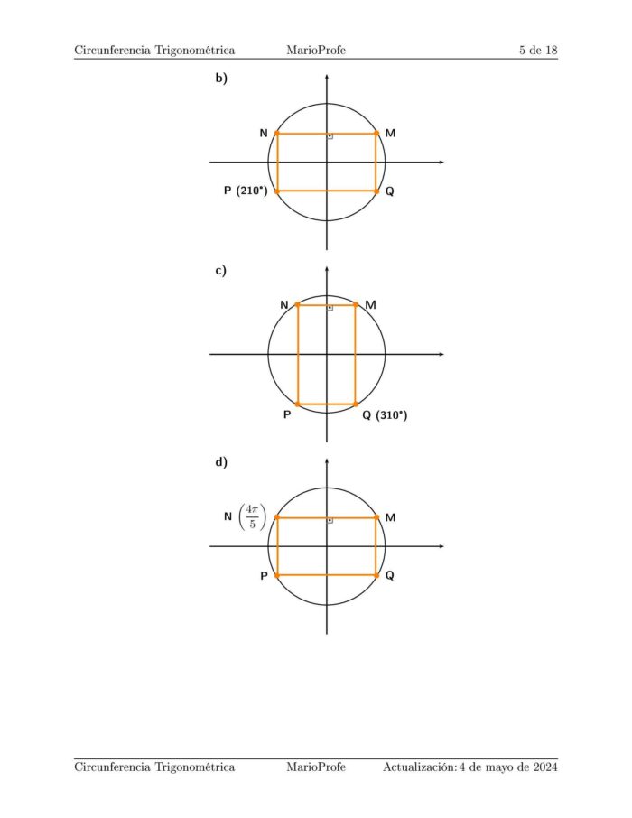 Ejercicios Resueltos de Circunferencia Trigonométrica: Guía 5 MarioProfe