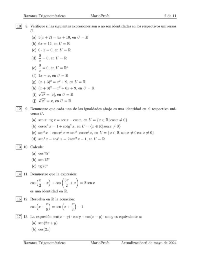 Ejercicios Resueltos de Otras Razones Trigonométricas: Guía 2 MarioProfe