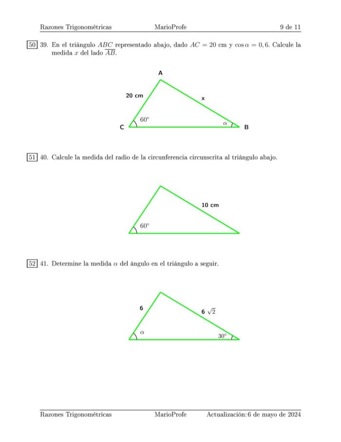 Ejercicios Resueltos de Otras Razones Trigonométricas: Guía 9 MarioProfe
