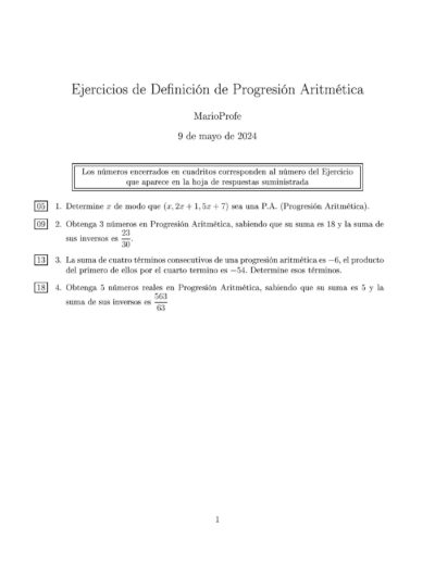 Ejercicios Resueltos de Definición de Progresión Aritmética MarioProfe
