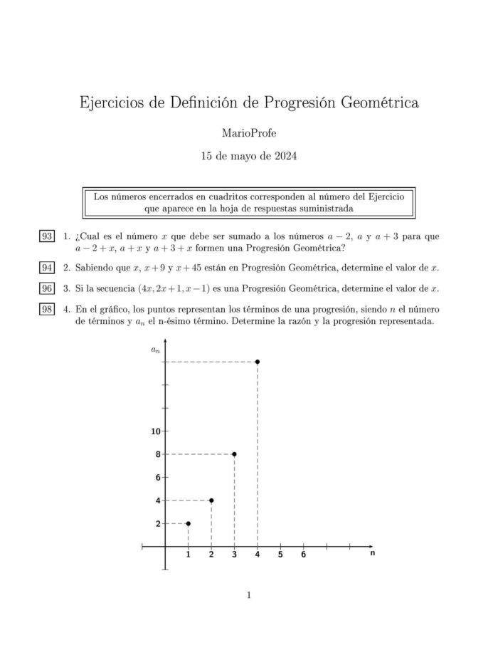 Ejercicios Resueltos de Definición de Progresión Geométrica: Guía 1 MarioProfe