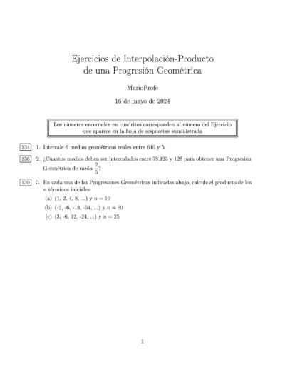 Ejercicios Resueltos de Interpolación-Producto de una Progresión Geométrica MarioProfe