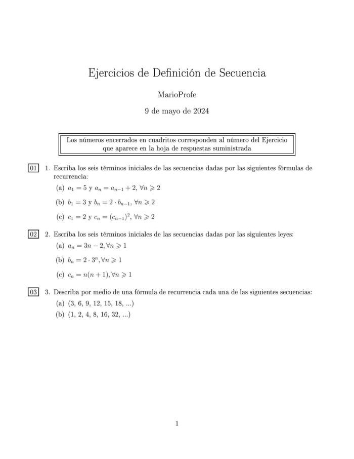 Ejercicios Resueltos de Secuencias MarioProfe