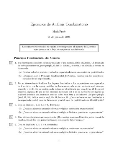 Ejercicios Resueltos de Análisis Combinatorio Guía 1 MarioProfe