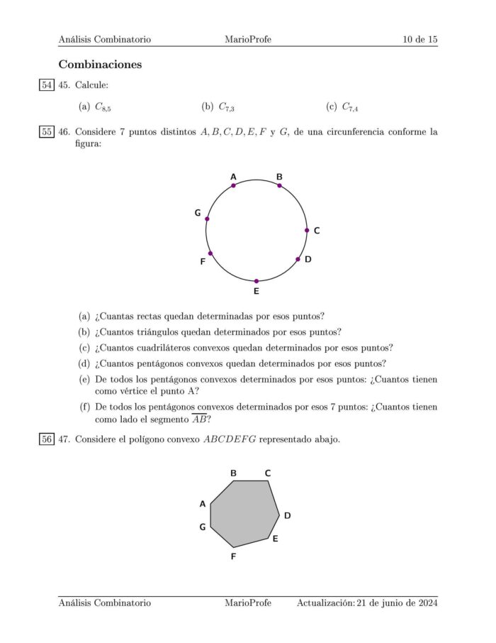 Ejercicios Resueltos de Análisis Combinatorio Guía 10 MarioProfe