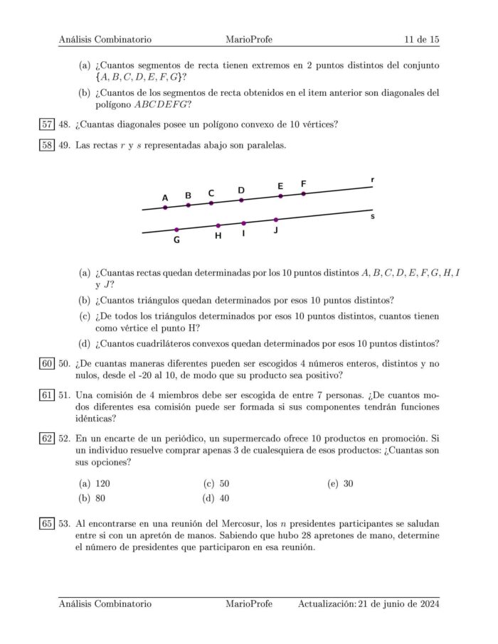 Ejercicios Resueltos de Análisis Combinatorio Guía 11 MarioProfe