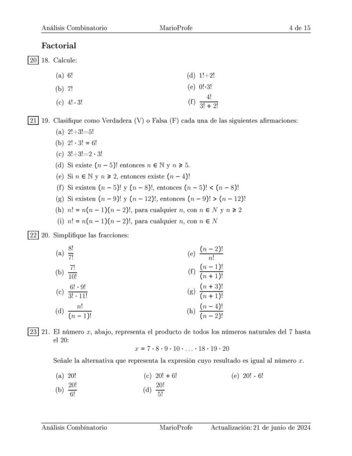 Ejercicios Resueltos de Análisis Combinatorio Guía 4 MarioProfe