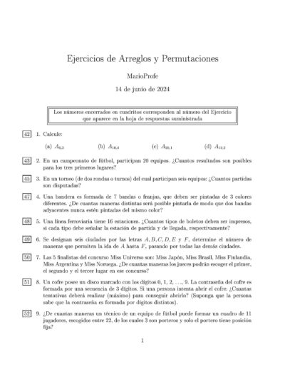 Ejercicios Resueltos de Arreglos y Permutaciones Guía 1 MarioProfe