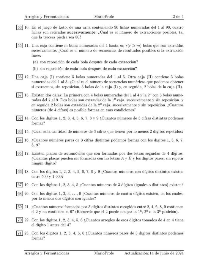 Ejercicios Resueltos de Arreglos y Permutaciones Guía 2 MarioProfe