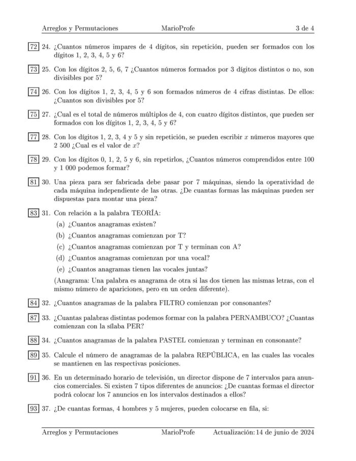 Ejercicios Resueltos de Arreglos y Permutaciones Guía 3 MarioProfe