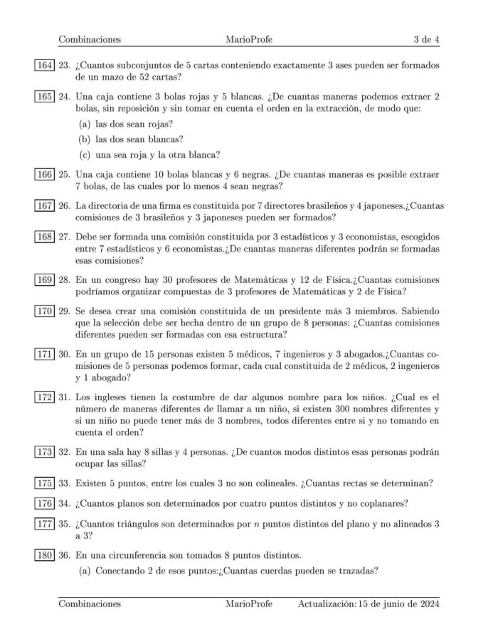 Ejercicios Resueltos de Combinaciones Guía 3