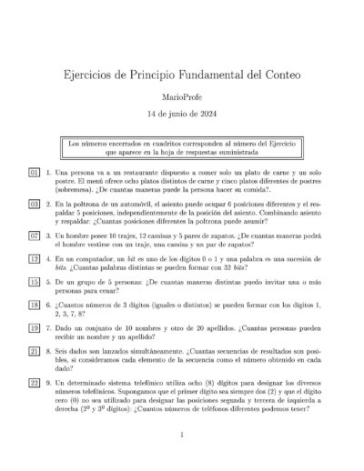 Ejercicios Resuelto de Principio Fundamental del Conteo A MarioProfe
