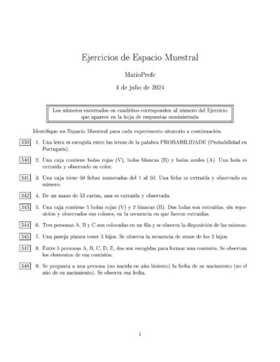 Ejercicios Resueltos de Espacio Muestral MarioProfe