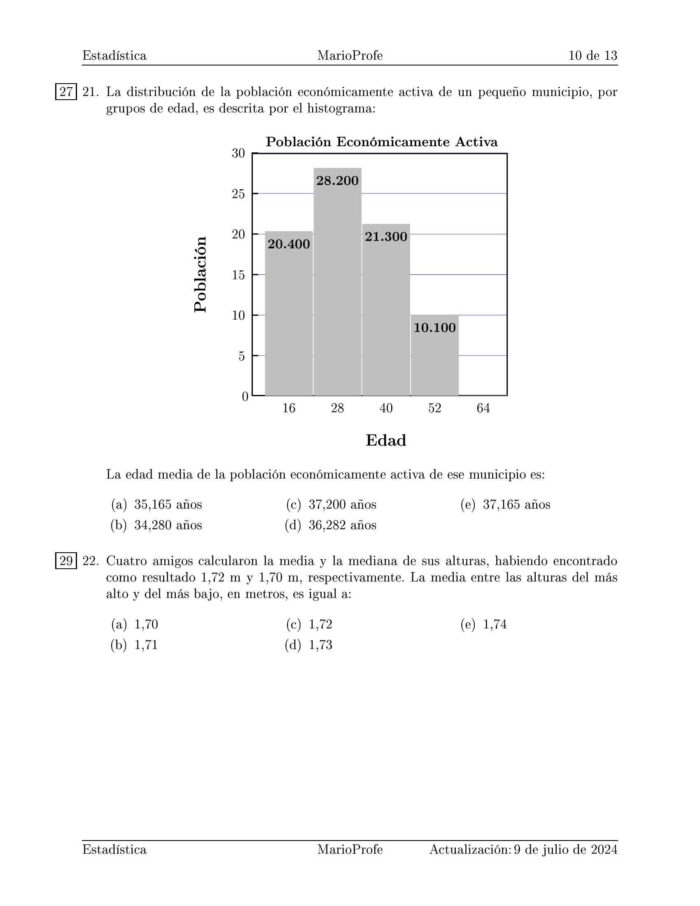 Ejercicios Resueltos de Estadística Guía 10 MarioProfe