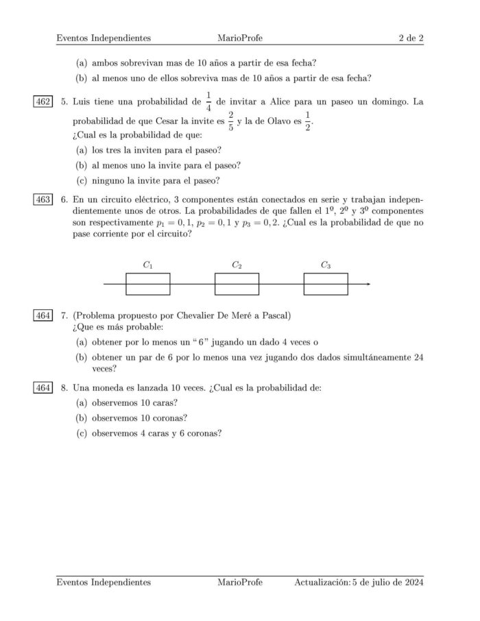 Ejercicios Resueltos de Eventos Independientes Guía 2 MarioProfe