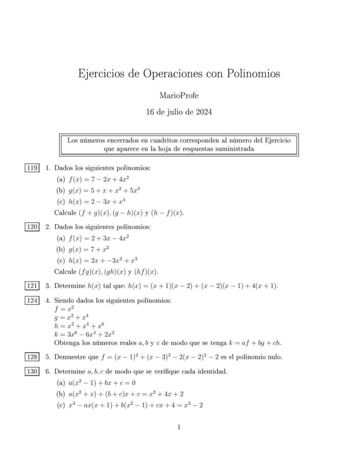 Ejercicios Resueltos de Operaciones con Polinomios MarioProfe