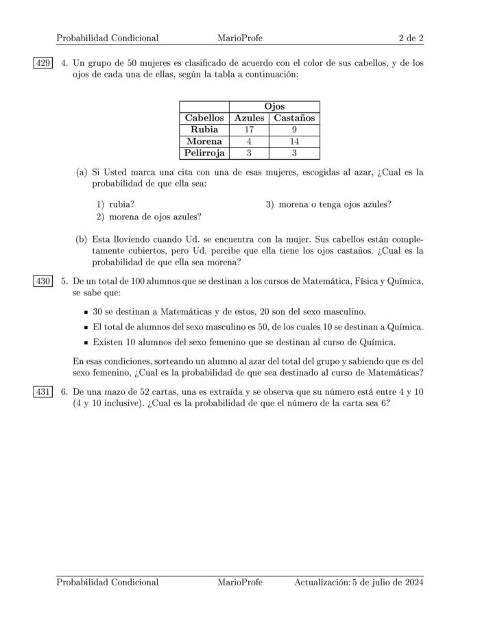 Ejercicios Resueltos de Probabilidad Condicional Guía 2 MarioProfe