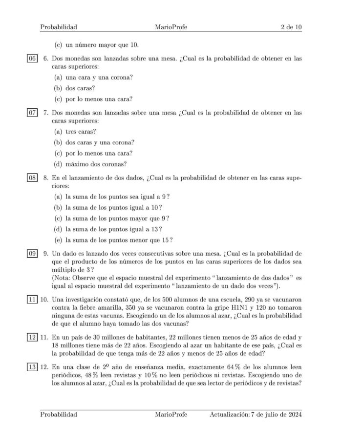 Ejercicios Resueltos de Probabilidad Guía 2 MarioProfe