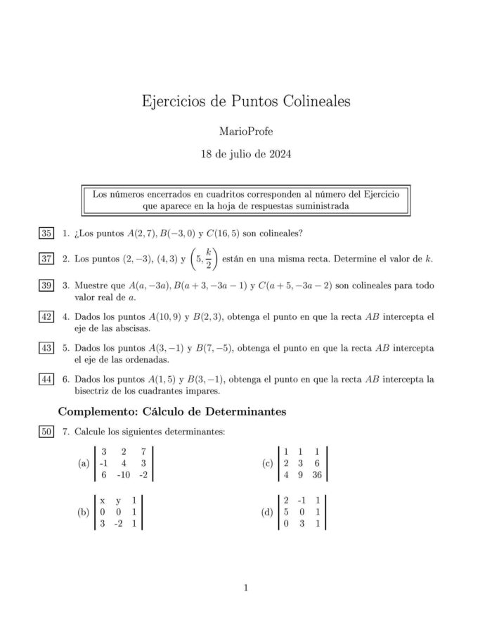 Ejercicios Resueltos de Puntos Colineales MarioProfe