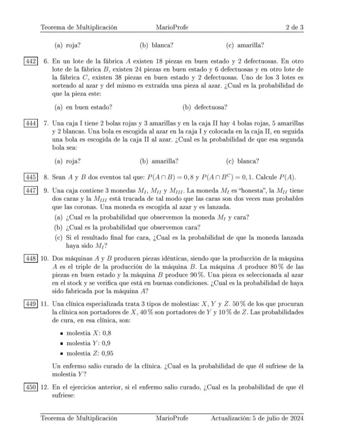 Ejercicios Resueltos de Teoremas de Multiplicación de Probabilidades Guía 2 MarioProfe