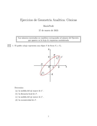 Ejercicios Resueltos de Geometría Analítica Cónicas Guía 1 MarioProfe