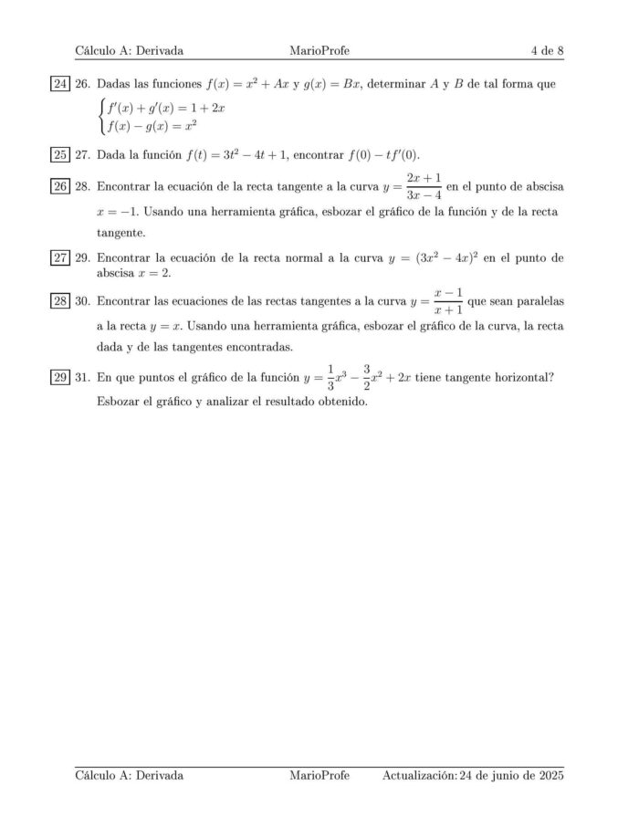 Ejercicios Resueltos de Cálculo Derivada Guía 4 MarioProfe