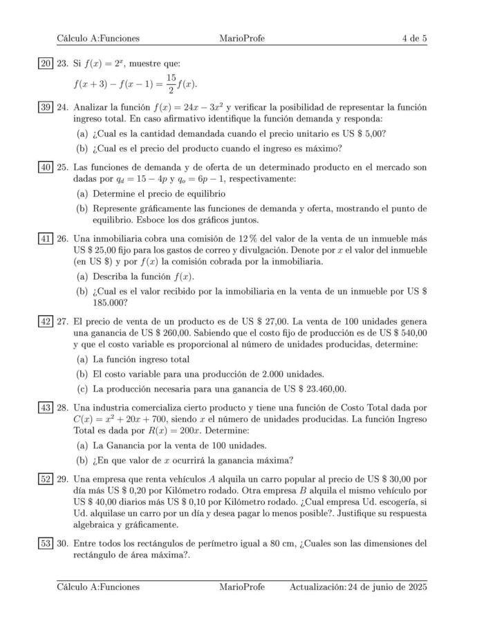 Ejercicios Resueltos de Cálculo Funciones Guía 4 MarioProfe