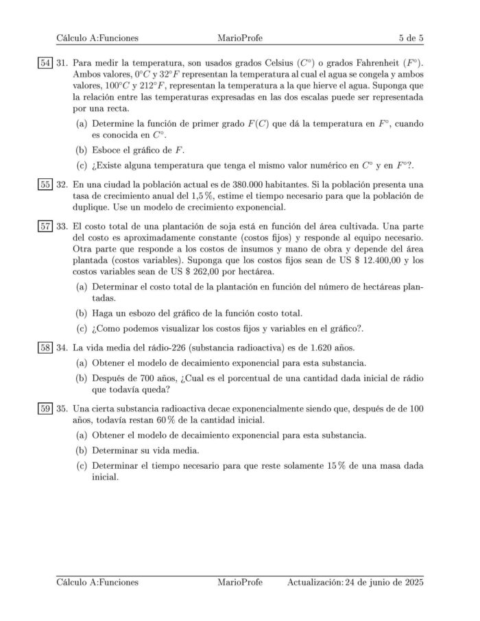 Ejercicios Resueltos de Cálculo Funciones Guía 5 MarioProfe